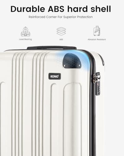 Kono 24 Inch Medium Hard Shell Suitcase ABS Lightweight Luggage (Beige) — view 3