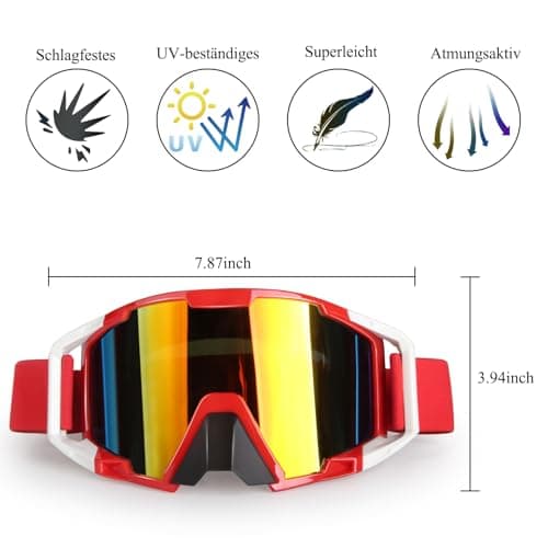 4-FQ ATV Dirt Bike Goggles Motorcycle Goggles(Red Frame + Color Lens) — view 5