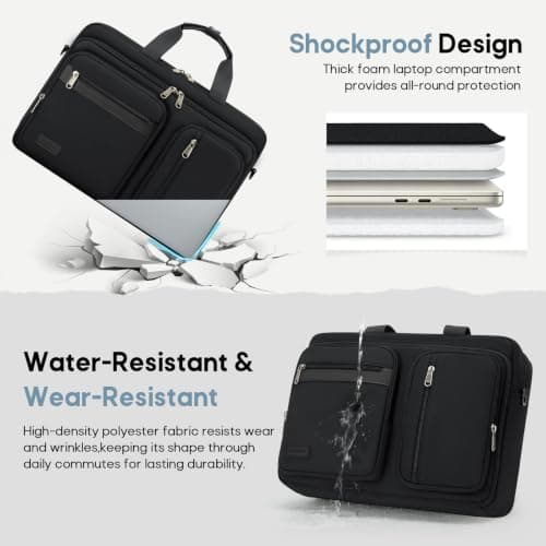 RAINSMORE 15.6 Inch Laptop Bag for Men,Convertible Briefcase Backpack — view 6