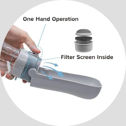 Foldable Dog Water Bottle [Grey, 430ml/15oz] Portable Walking Pet Water Dispenser Bowl Accessories Outdoor Hiking Travelling — view 3