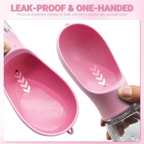 YINKIGI Portable Dog Water Bottle for Walking, 4-in-1 Pet Water Bottle Pink — view 5