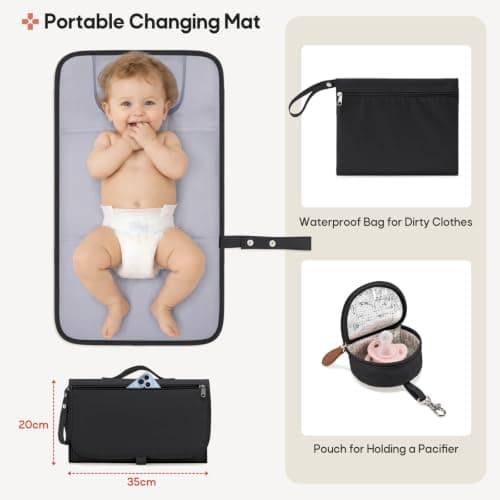 RAINSMORE Baby Changing Backpack Nappy Tote Bag with Changing Mat Black — view 5