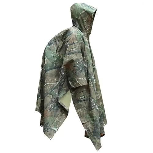 TRIXES Camouflage Waterproof Rain Poncho, Lightweight for Adults - Hiking, Festivals, Travelling and More — view 3