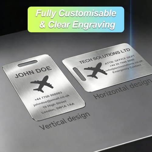 Personalised Stainless Steel Luggage Tag Laser Engraved Metal ID Label — view 6