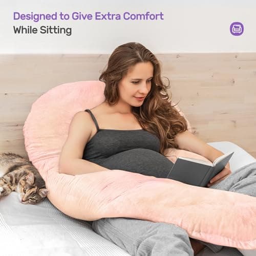 Nuliie Pregnancy Pillow for Sleeping, U Shaped (Pink) — view 3