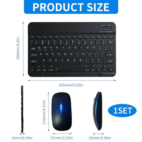 Backlit Bluetooth Keyboard and Mouse Set Rechargeable Wireless for Office — view 3
