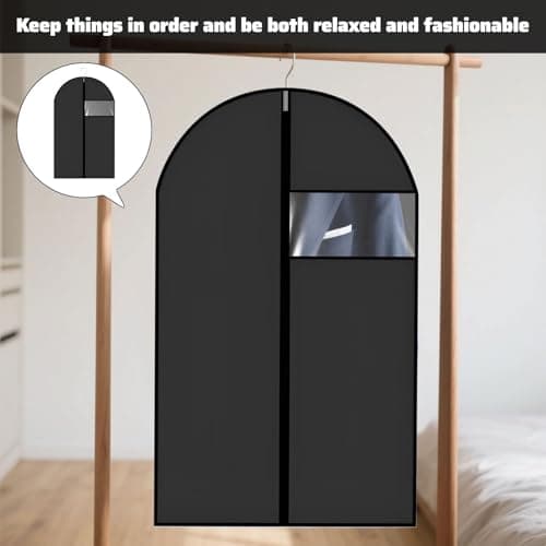 2 PCS Suit Covers for Men,Foldable Dress Bags,Suit Carriers for Men with Clear Window Black Zipper,Reusable Clothes Covers for Dress,Coat,Jacket,Pullover(60 * 100 cm) — view 4