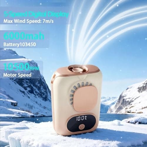BUDZ 2026 NEW Handheld Mini Fans, Portable Neck Hanging Fan, Clip on Waist Fan, 10500RPM Brushless Motor, 40H Runtime, 5-Speed Operation, Body Cooling for Camping/Worksites/Outdoor (Orange) — view 4