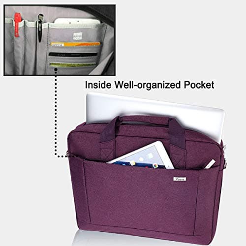 Voova Laptop Bag Case 17 17.3 Inch Computer Sleeve Messenger Bag, Purple — view 5