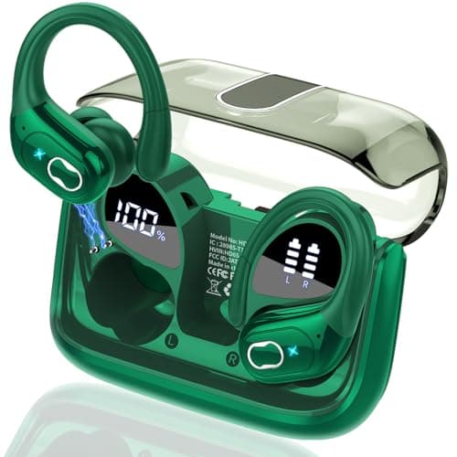 Aptkdoe Wireless Earbuds, 75H Bluetooth 5.4 Headphone Sport Ear Hooks, App