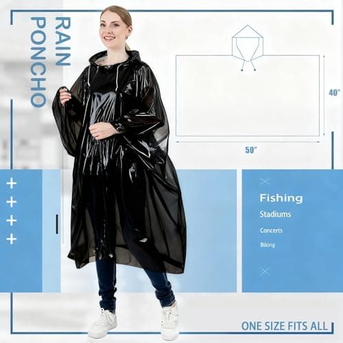 SWOGAA Disposable Rain Ponchos for Adults 6 Pack Extra Thick — view 2