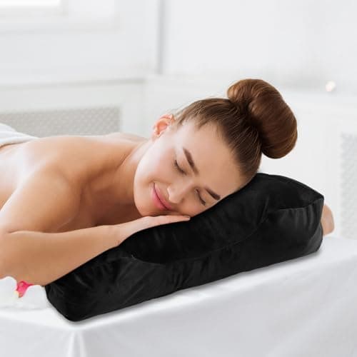 GALPADA Ergonomic with Client Comfort and Easy to Clean Features U-shaped Pillow Cover Black Cloth Material Lash Pillowcase for Professional Makeup and Spa Use — view 6