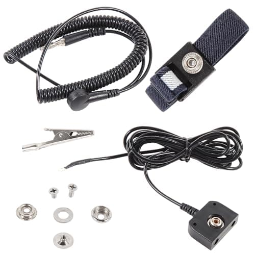 FEITA ESD Mat Anti Static Workstation Grounding Kit, 15 Feet Male Low Profile Grounding Plug Adapter, Universal Snap Kit, 8 Feet Ground Coil Cord with Alligator Clip, Navy Blue Anti-Static Wristband