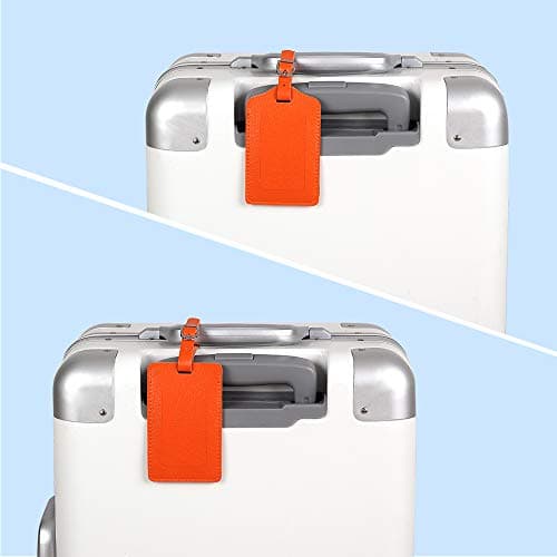 Luggage Tags, Microfiber Leather Personalized Suitcase Tag Set Luggage id Tags Labels Travel Accessories-Set of 4(Orange) — view 3