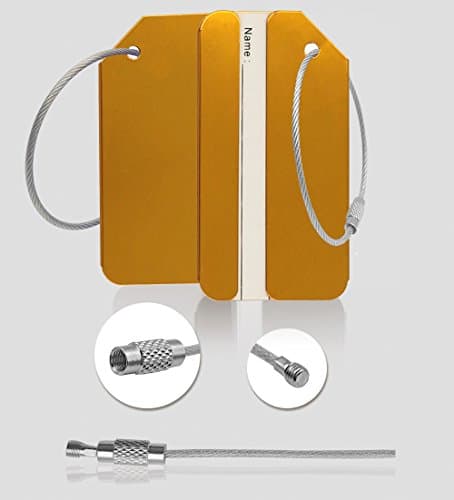 Aluminum Luggage Tag for Luggage Baggage Travel Identifier By Ovener (Gold 2 Pcs) — view 5