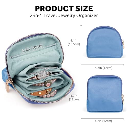 Lumayina 2-in-1 Small Travel Jewellery Organiser, Detachable Velvet Bag Set — view 5