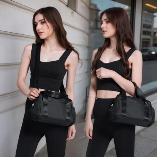 Bucosd Small Gym Bag for Women, Mini Crossbody Gym Duffle Bag with Wet Compartment, Carry on Gym Tote Bag for Workout Dance Sport Travel, Mini-Black, Mini, Fashion — view 2