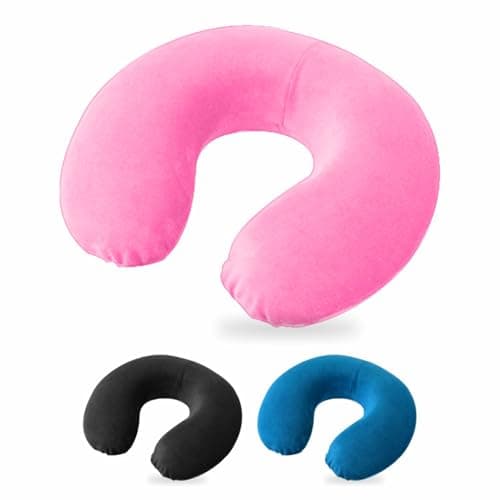Blow Up Adjustable Travel Neck Pillow For Adults – Compact Inflatable Air Cushion With 360° Support – Soft Portable Aeroplane Pillow For Flights, Road Trips & Holidays – Comfortable Neck Support