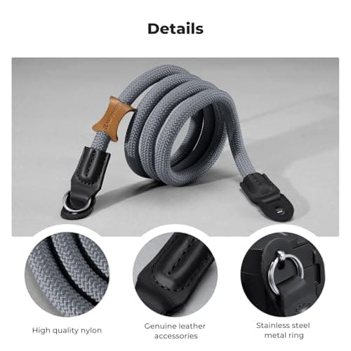 K&F CONCEPT Camera Neck Strap,100cm Nylon Rope Camera Neck Shoulder Strap for Micro Single and DSLR Camera (Grey) — view 5