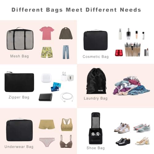 BAGAIL Packing Cubes for Suitcase 8 Set, Lightweight Luggage Packing Organizers Packing Cubes for Travel Accessories — view 5