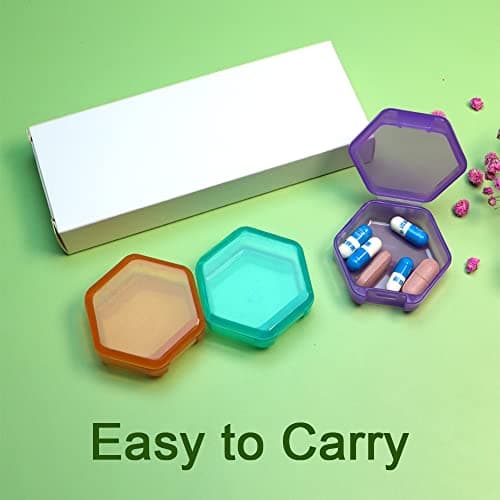 3 PCS Small Pill Box, BPA Free Pill Case to Hold Vitamins, Moistureproof Daily Pill Box Organiser for Travel, Portable One Day Pill Case Container (Cyan-Orange-Purple) — view 5