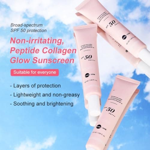 Pdrn Peptide Collagen Face Sunscreen Spf 50 Pa+++, Broad Spectrum Face Sun Cream 50ml, Lightweight Korean Style Sunscreen with Pdrn, Uva Uvb Protection, Non Greasy Daily Spf for Face & Neck — view 3