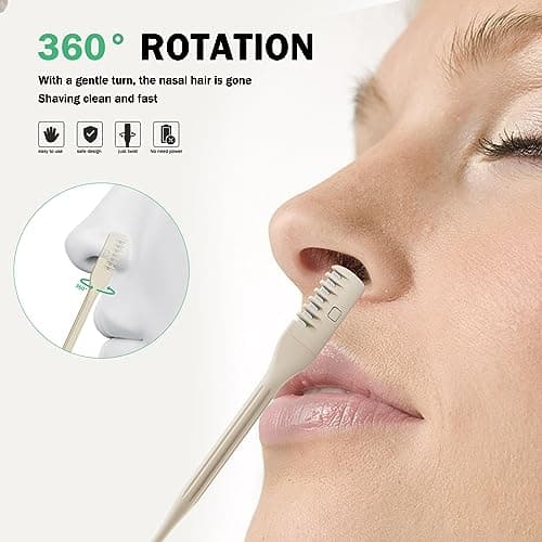 BEZOX Manual Nose Hair Trimmer (Pack of 3) - Rotating Nasal Hair Razor Cutter with Ear Picker for Women and Men - Portable Nostril Hair Remover Tools — view 2