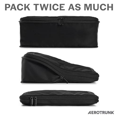 Aerotrunk Compression Packing Cubes for Suitcases - Double Zipper Compression Luggage Organizers - Washable Travel Packing Cubes (4-Pack, Black) — view 2