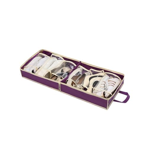 Foldable Travel Shoe Storage Bag – Portable Organiser Holds Up to 6 Pairs – Dustproof Zip Case with Handles – Compact Luggage Packing Solution for Home or Holiday – Multiple Colours (Purple) — view 3