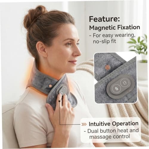 Heated Neck Wrap, USB Powered Electric Massager with 3 Temperatures, Wireless Neck Warmer - for Muscle Relaxation Shoulders Home Office Travel Winter, Gray — view 2