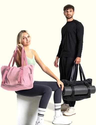 Warrior2 Yoga Mat Carrier - Expandable, Built-In Mat Straps, Water & Shock Resistant Laptop Pocket. Yoga Travel Bag with Luggage Sleeve, Gym Bags For Men & Women, Large Yoga Tote (Flexible Logo, Pink) — view 2