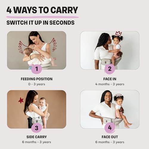 HACKERLILY HipSurfer Hip Seat Baby Carrier & Bum Bag For 0-3 Years Babies - Multi-Award Winning, Ergonomic Baby Hip Carrier For Newborns & Toddlers, Vegan Leather, Inbuilt Storage (TAUPE) — view 6