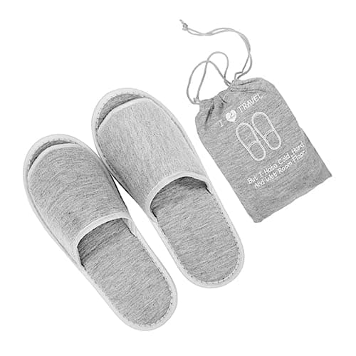 Healvian Portable Travel Slippers Lightweight Foldable Open Toe Sandals with Soft Knitted Upper Waterproof Sole for Home Hotel Use with Drawstring Bag — view 3