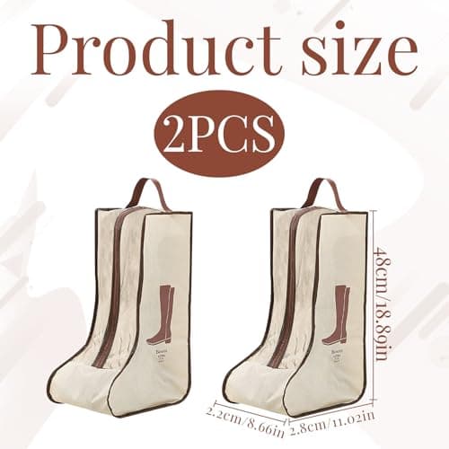 2 Set Welly Boot Bag, Boot Storage Bag, Walking Boot Bag,Portable Boots Protector Bag, Dust Proof Travel Shoe Bags with Handle Boots Organizer for Packing Travel and Daily Use(Tall) — view 2
