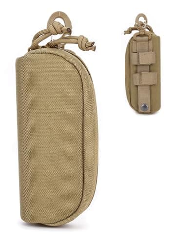 GMYIAK Strategic Hard Shell Glasses Case Portable Nylon Zippered Spectacle Cases for Bike Riding Hiking Belt Pouch Molle Pouches Travel Glasses Case with Belt Loop(Khaki)