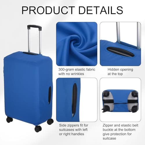 sourcing map Travel Luggage Cover, Washable Suitcase Covers for Luggage Anti-scratch Suitcase Protector Elastic Baggage Protective, Fits 26-28 Inch Suit Case, Blue — view 3