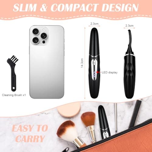 LOPHE Heated Eyelash Curler, 4-Temperature Settings with Fast Heating, USB Rechargeable Automatic Shut-Off Safety, Travel-Friendly Lash Curling Tool for Home & Travel, Black — view 2