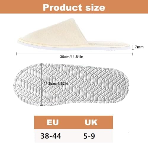 EQLEF Portable Travel Slippers - Reusable Anti-Slip Spa Slippers for Men & Women, Hotel & Home Guests (Adult, Beige) — view 6