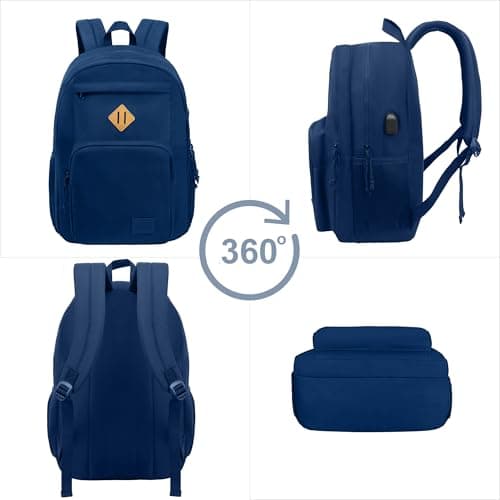KEOFID Light Weight Travel backpack for Men and Women, Backpack for Work, Large School Bag for College, Water Resistent(NAVY BLUE) — view 6