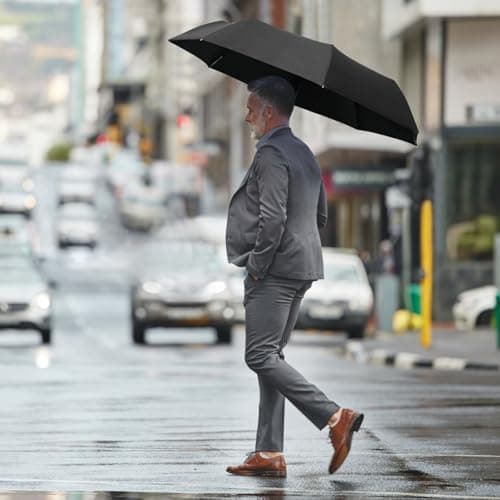 CUBY UV Sun Umbrella Compact Folding Travel Umbrella Auto Open and Close for Windproof, Rainproof & 99.9% UV Protection Parasol with Black Anti-UV Coating(Charcoal black) — view 5