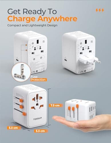 TESSAN 100W Universal Travel Adapter, Worldwide Plug with 5 USB(3 USB C) — view 6