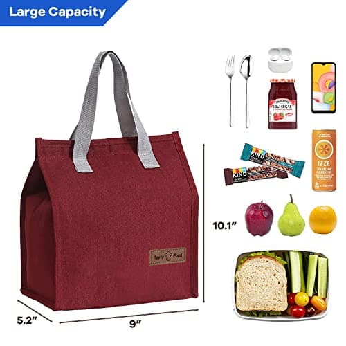 Yikki Lunch Bags for Women Men, Small Reusable Leakproof Lunch Box Bag, Red — view 2