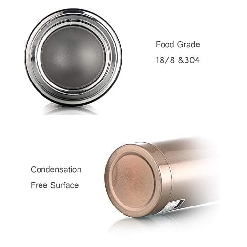 FAPPEN Double Walled Vacuum Flask Thermo, 500ml Stainless Steel Insulated Water Bottle, Flask for Hot and Cold Drinks, Travel Coffee Mug, Sports Water Bottle, Drinks Cup (Gold) — view 5