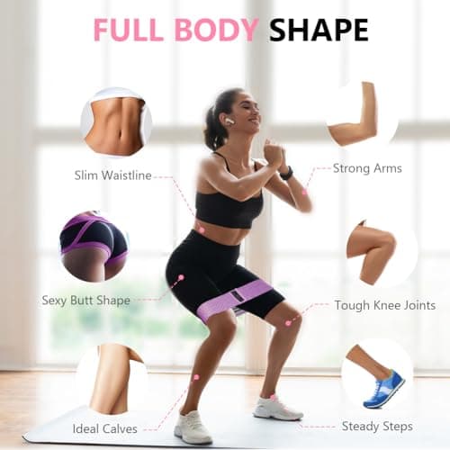 flintronic Fabric Resistance Bands, Exercise Bands Set of 3, Non-Slip Booty Bands with 3 Resistance Levels, Workout Fitness Bands for Hips & Glute, Women/Men/Beginners/Yoga, Strength Training — view 4