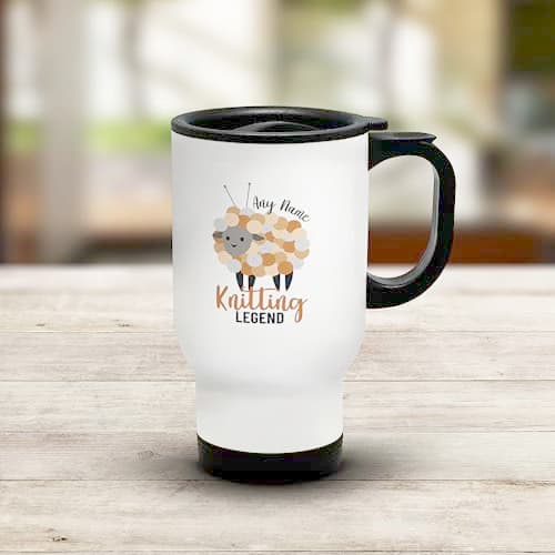 Shopagift Personalised Knitting Legend Any Name Sheep Travel Mug Stainless Steel 14oz Cup — view 2
