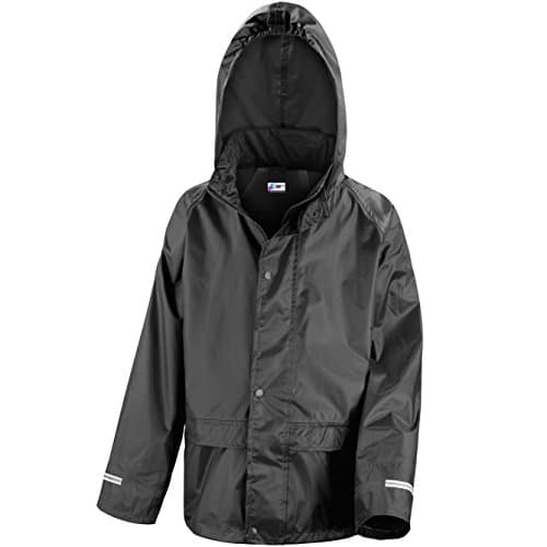 Rainsuit Shop Kids Waterproof Rain Jacket In Black, Pink, Red or Royal Blue Childs Childrens Boys Girls (Black, 9-10 Years)