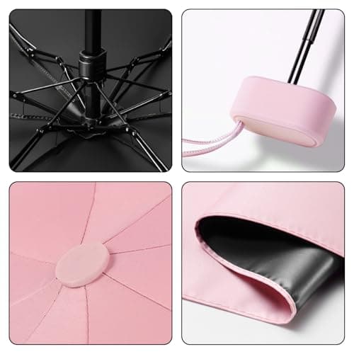 Mini Folding Umbrella with Capsule Case, 6 Ribs Sturdy Travel Small Umbrella with UPF50+ Protection, Lightweight Portable Compact Umbrella Waterproof Pocket Umbrella for Women Men Children (Black) — view 3