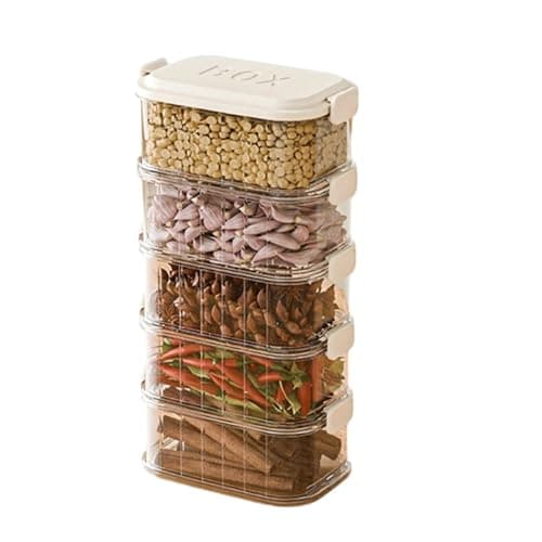 Stackable Spice Storage Box, Multi-Layer Sealed Food Organizer, Travel Spice Containers and Camping Spices Kit for Seasoning, Cereal, Coffee Beans