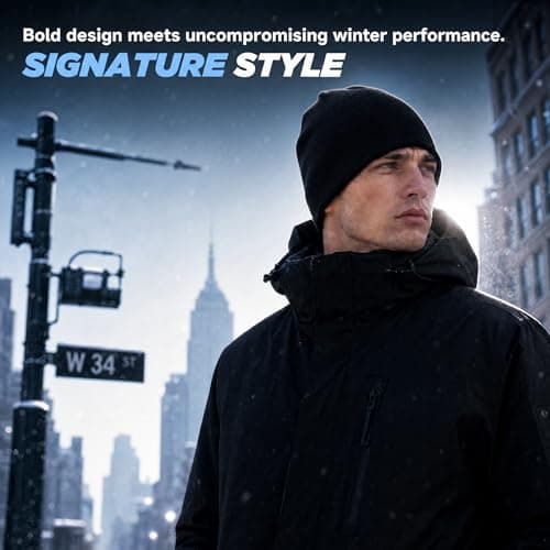 2THESTARS Beanie Hat Warm Thick Knit Winter Skull Cap for Men Women Cool Beanie Outdoor Running Made from Recycled Polyester (Navy Blue) — view 5