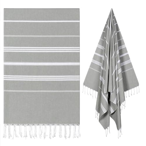 Ouxiaobai Turkish Beach Towel Oversized - 40"x70" Quick Dry Sand Free Thin Beach Towels for Adults, Extra Large Lightweigh Travel Towel(Grey)